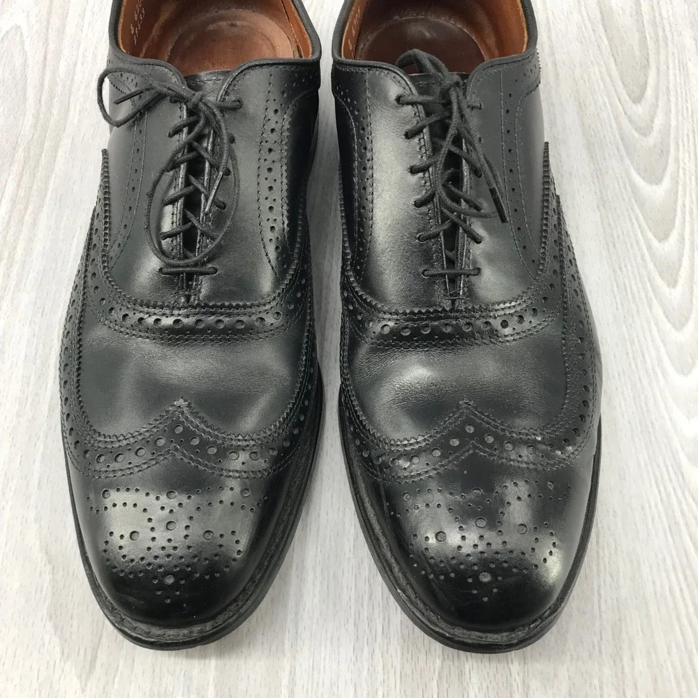 Allen Edmonds McAllister Black Leather Wingtip Oxford Dress Shoes Mens 11 E 6205